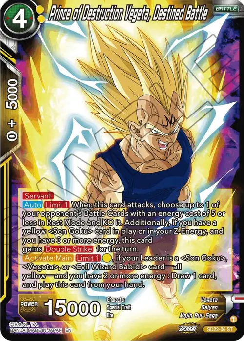 Prince of Destruction Vegeta, Destined Battle card art