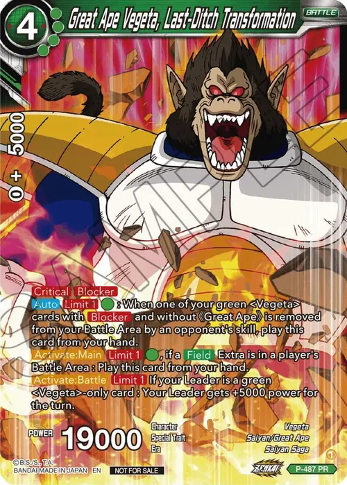 Great Ape Vegeta, Last-Ditch Transformation (Zenkai Series Tournament Pack Vol.3) card art