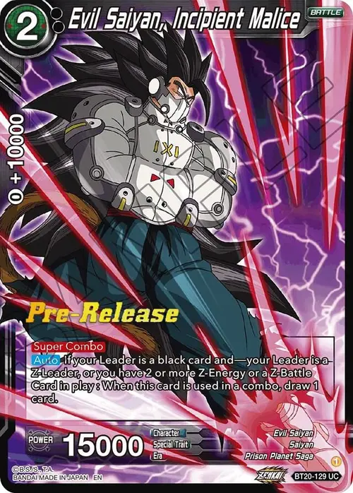 Evil Saiyan, Incipient Malice card art