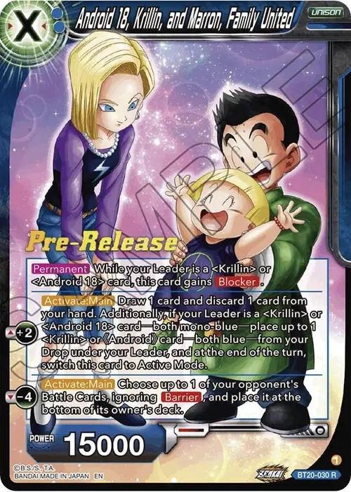 Android 18, Krillin, and Maron, Family United card art