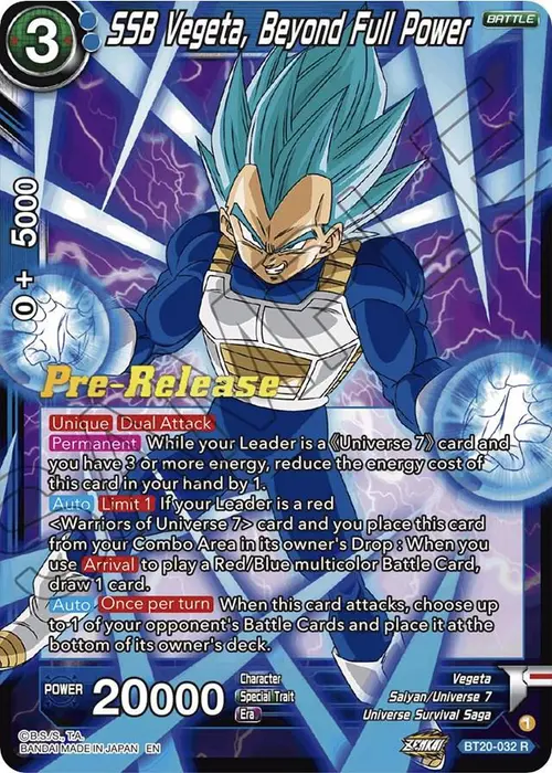 SSB Vegeta, Beyond Full Power card art