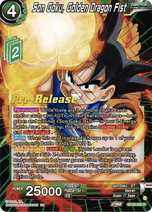 Son Goku, Golden Dragon Fist card art