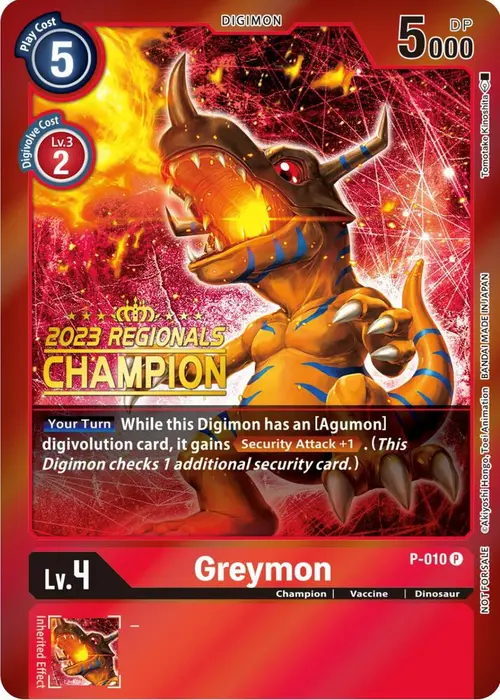 Greymon - P-010 (2023 Regionals Champion) card art