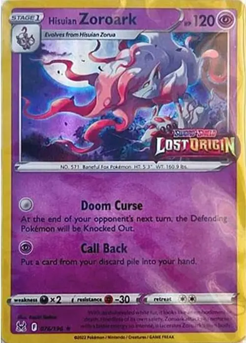 Hisuian Zoroark - 076/196 (Lost Origin Stamped) card art