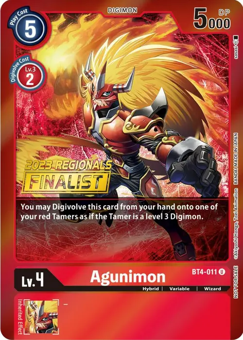 Agunimon - BT4-011 (2023 Regionals Finalist) card art