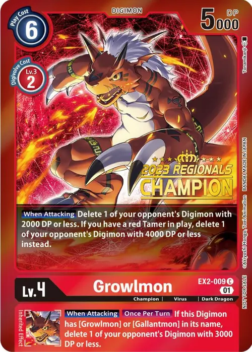 Growlmon (2023 Regionals Champion) card art