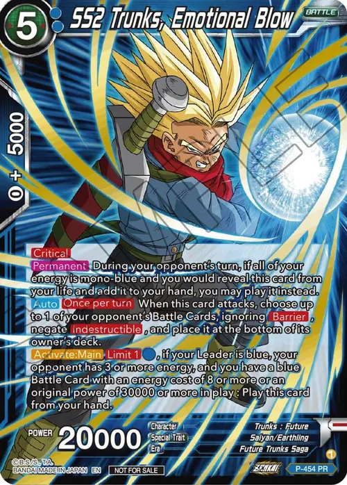 SS2 Trunks, Emotional Blow (Championship Selection Pack 2023 Vol.1) (Gold Stamped with Reflective Shatterfoil) card art
