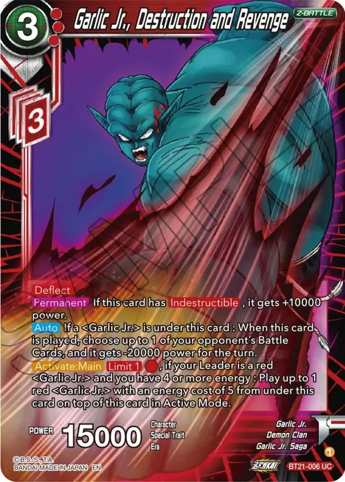 Garlic Jr., Destruction and Revenge card art
