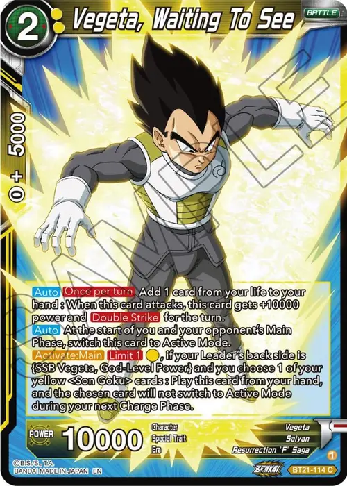 Vegeta, Waiting To See card art