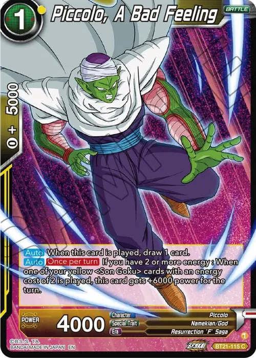 Piccolo, A Bad Feeling card art