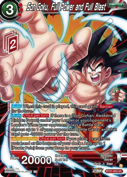 Son Goku, Full Power and Full Blast card art