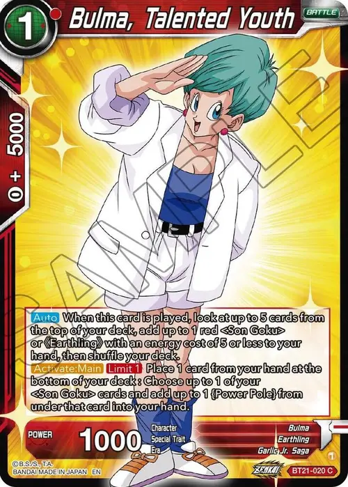 Bulma, Talented Youth card art