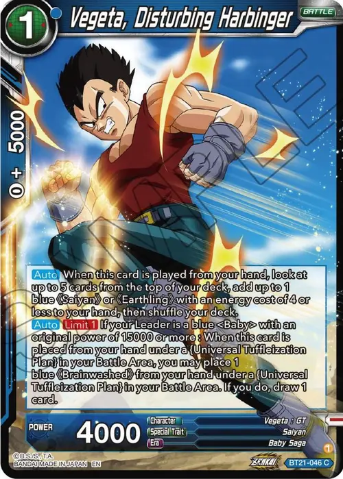Vegeta, Disturbing Harbinger card art