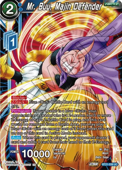 Mr. Buu, Majin Defender card art
