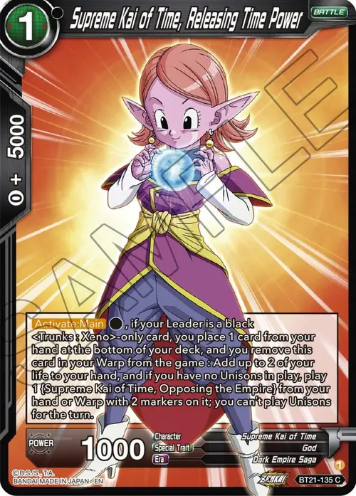 Supreme Kai of Time, Releasing Time Power card art