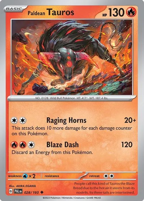 Paldean Tauros - 028/193 card art