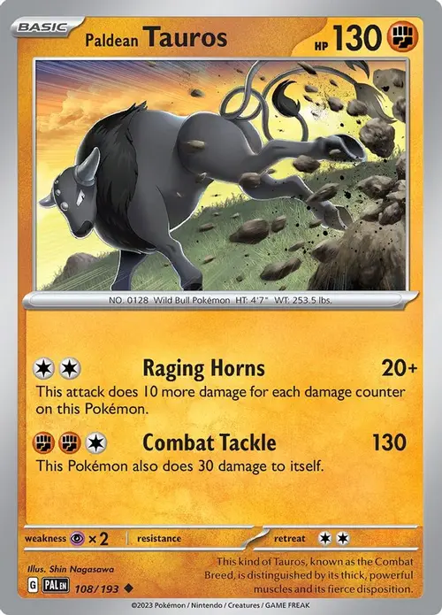 Paldean Tauros - 108/193 card art
