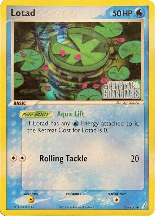Lotad - 055/100 (EX Crystal Guardians Reverse Holofoil) card art