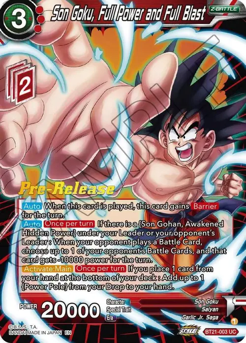 Son Goku, Full Power and Full Blast card art