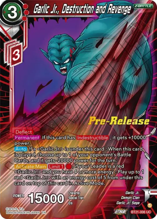 Garlic Jr., Destruction and Revenge card art