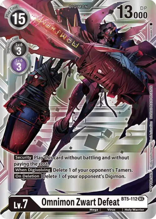 Omnimon Zwart Defeat (Silver Alternate Art) card art