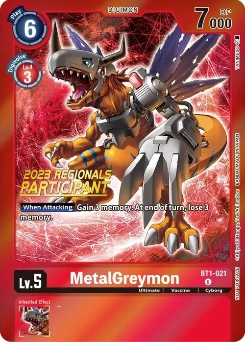 MetalGreymon - BT1-021 (2023 Regionals Participant) card art
