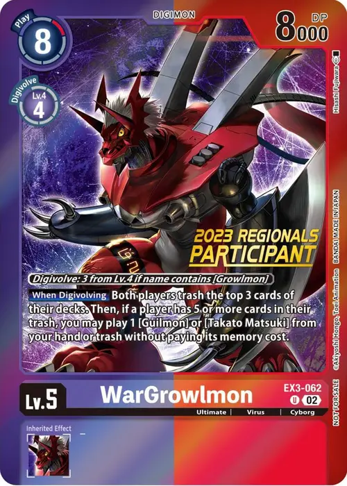 WarGrowlmon (2023 Regionals Participant) card art