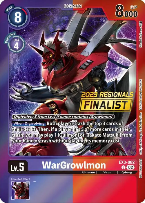 WarGrowlmon (2023 Regionals Finalist) card art
