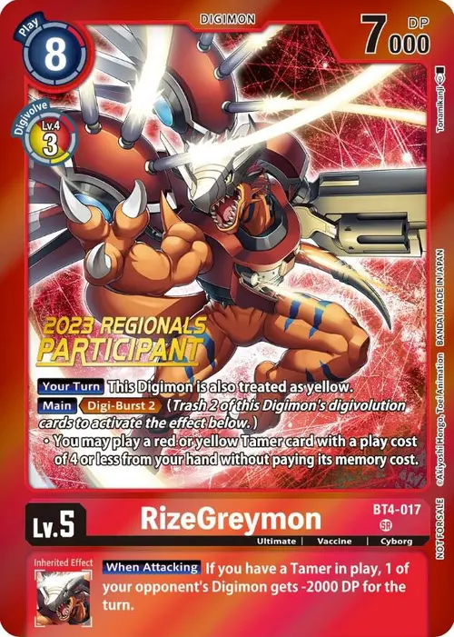 RizeGreymon (2023 Regionals Participant) card art