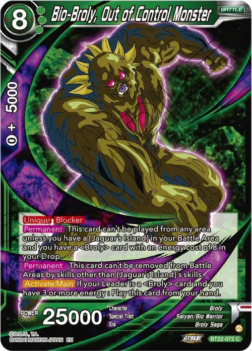 Bio-Broly, Out of Control Monster card art