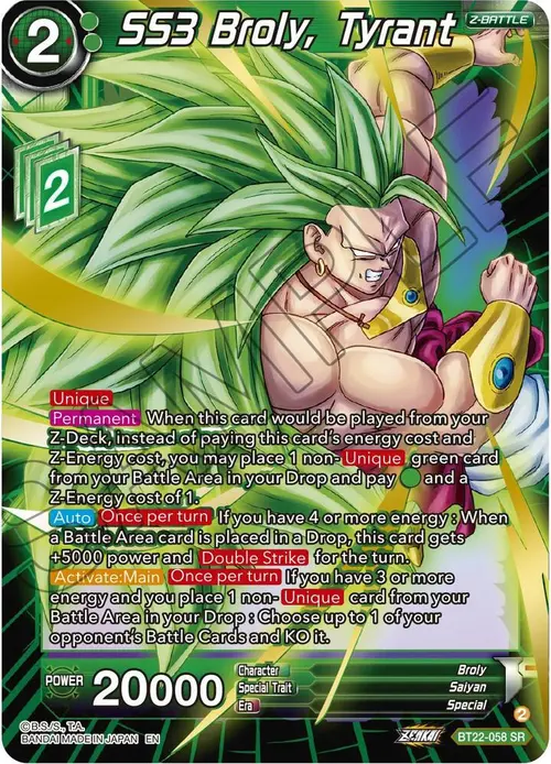 SS3 Broly, Tyrant card art