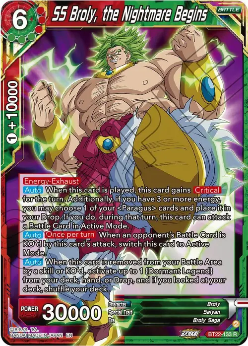 SS Broly, the Nightmare Begins card art