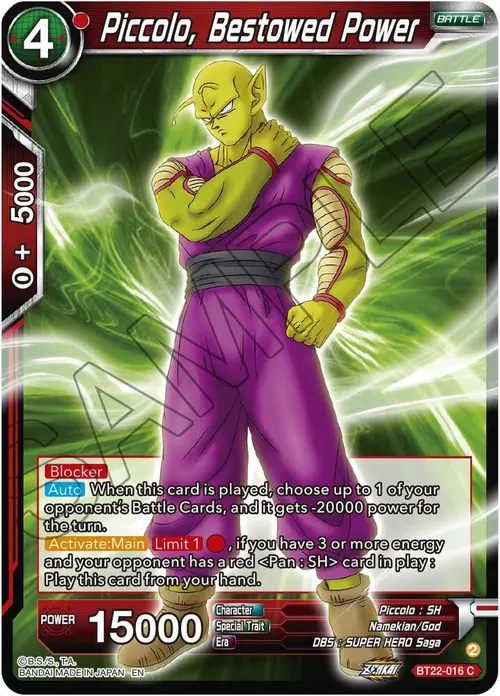Piccolo, Bestowed Power card art