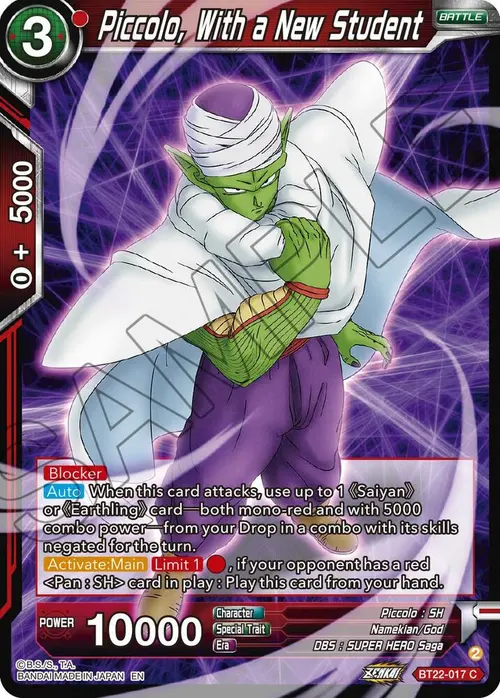 Piccolo, With a New Student card art