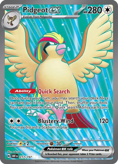Pidgeot ex - 217/197 card art