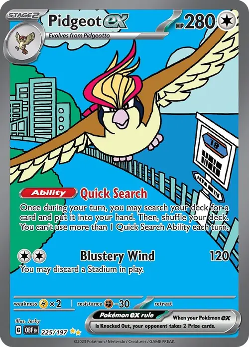 Pidgeot ex - 225/197 card art