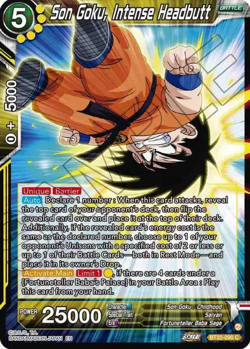 Son Goku, Intense Headbutt card art
