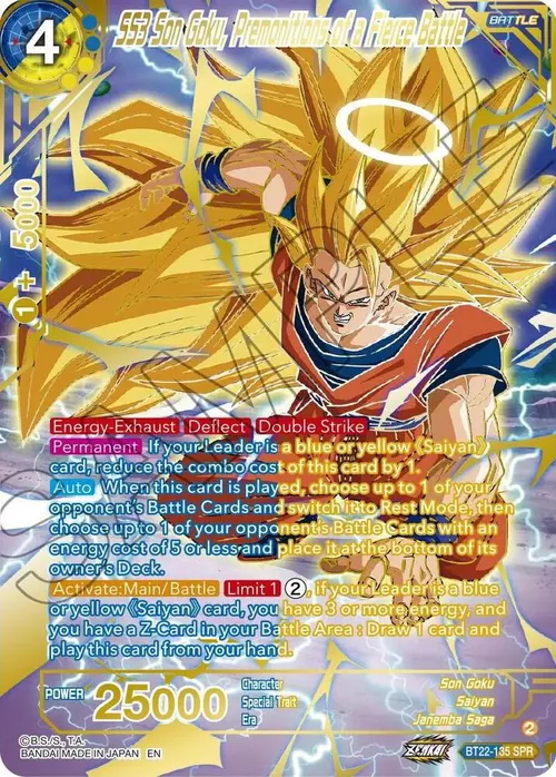 SS3 Son Goku, Premonitions of a Fierce Battle (SPR) card art