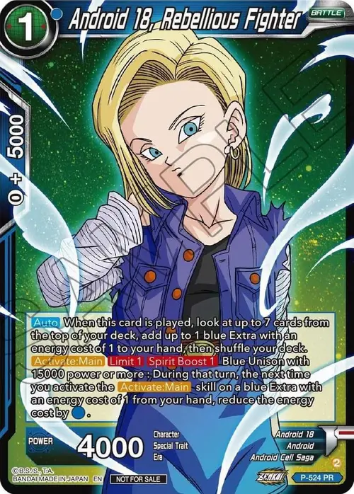 Android 18, Rebellious Fighter (Zenkai Series Tournament Pack Vol.5) card art