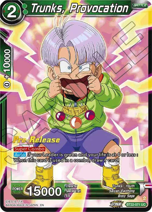Trunks, Provocation card art