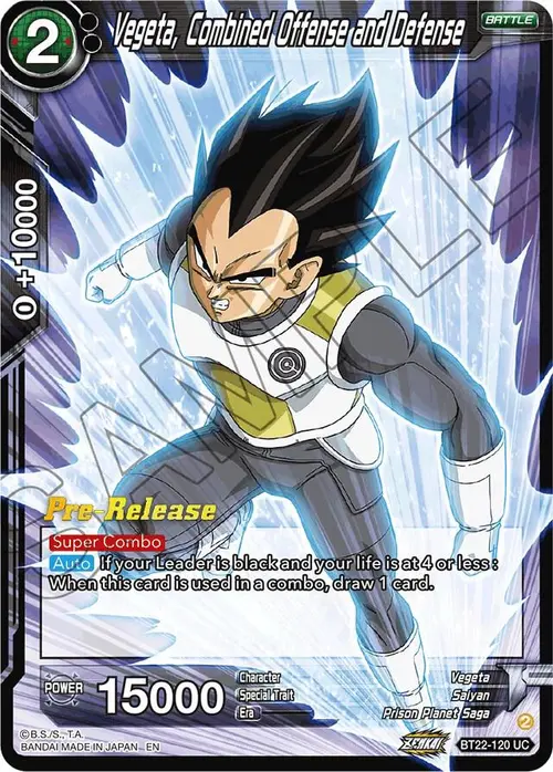 Vegeta, Combined Offense and Defense card art