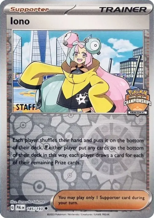 Iono - 185/193 (Regional Championships) [Staff] card art