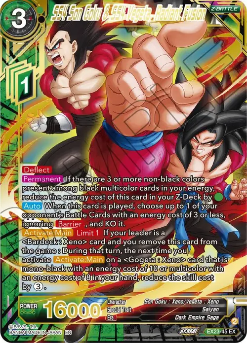SS4 Son Goku & SS4 Vegeta, Radiant Fusion card art