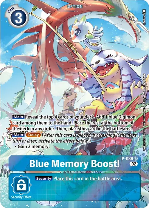 Blue Memory Boost! - P-036 (Digimon Adventure Box 2) card art