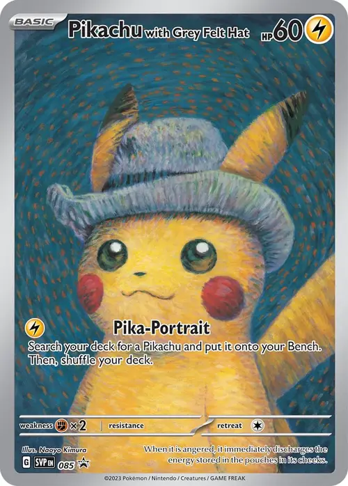Pikachu with Grey Felt Hat card art