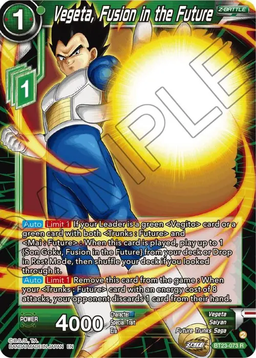 Vegeta, Fusion in the Future card art