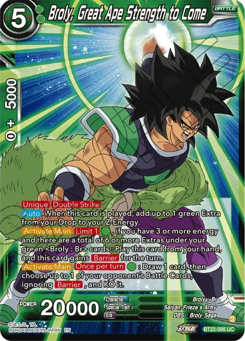 Broly, Great Ape Strength to Come card art