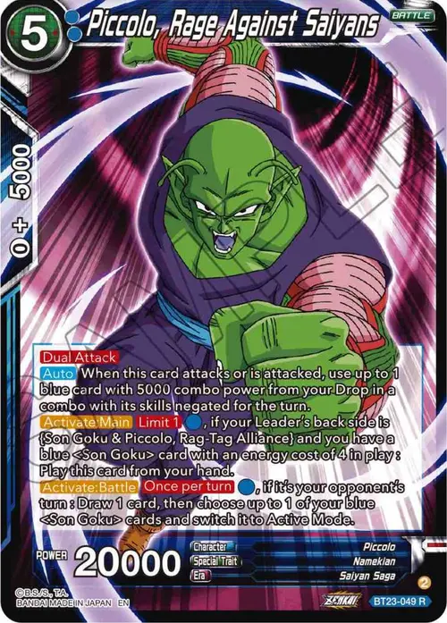 Piccolo, Rage Against Saiyans card art