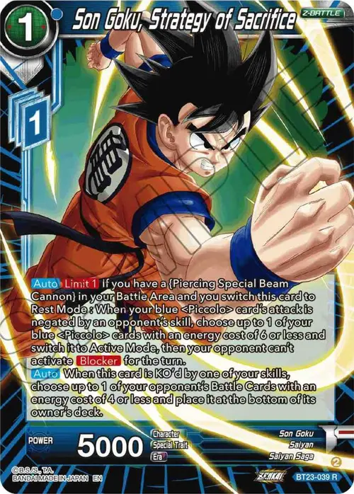 Son Goku, Strategy of Sacrifice card art