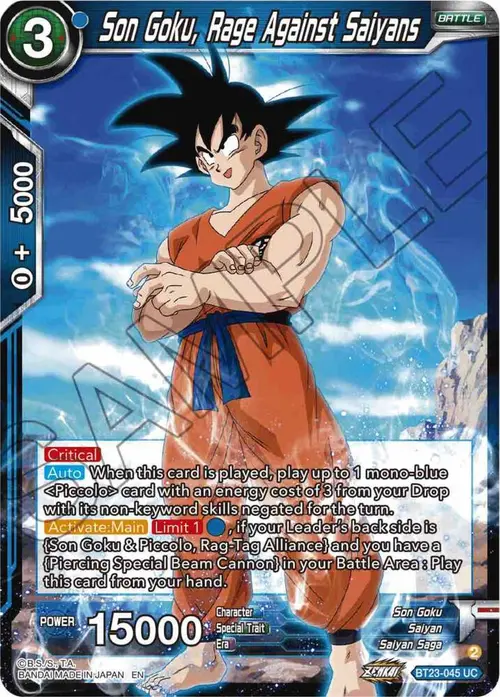 Son Goku, Rage Against Saiyans card art